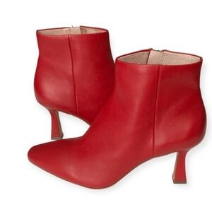 Louise Et Cie Lenci Manhattan Red Leather Bootie Ankle Boots | Holiday Christmas